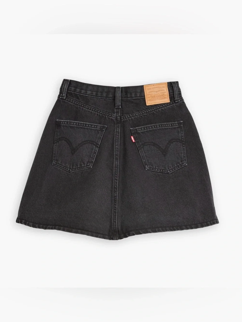 Levi’s Premium A-Line Mini Flounce Skirt Black Size 25 Denim A87250003 NWT - Picture 2 of 9